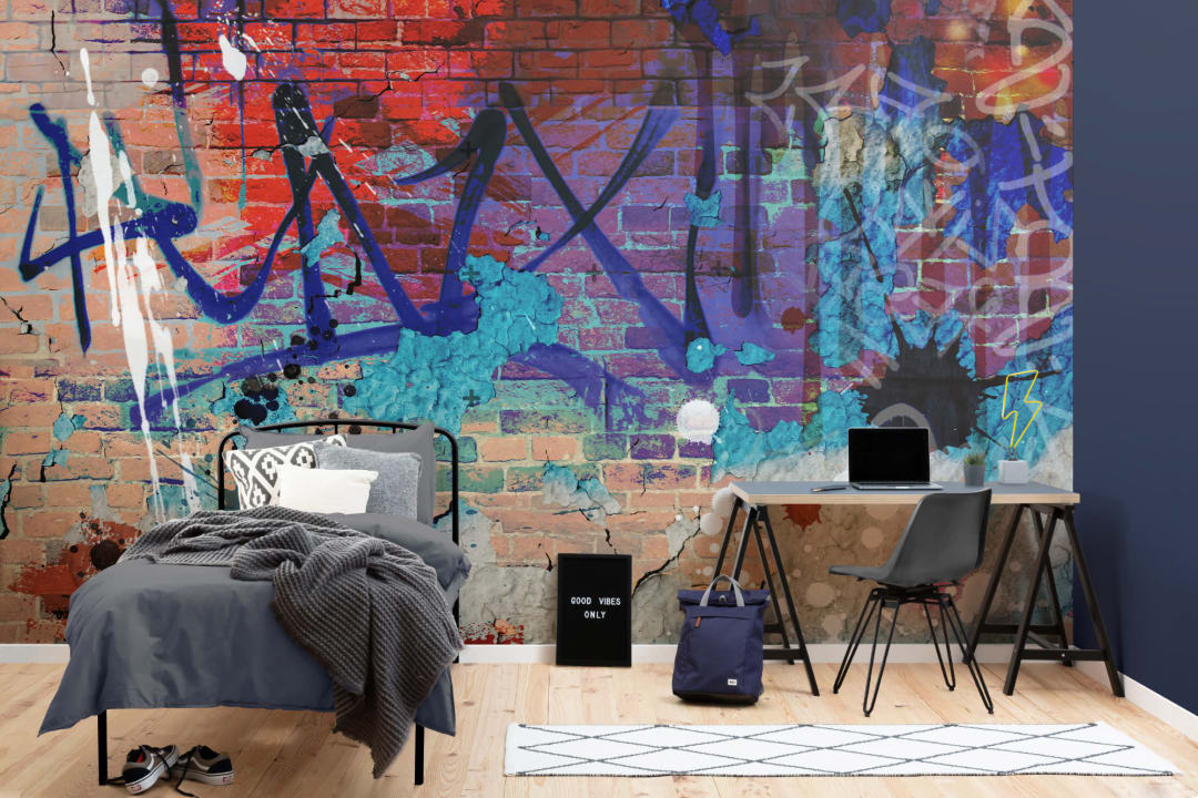 Grunge Graffiti Brick Wall Wallpaper Mural