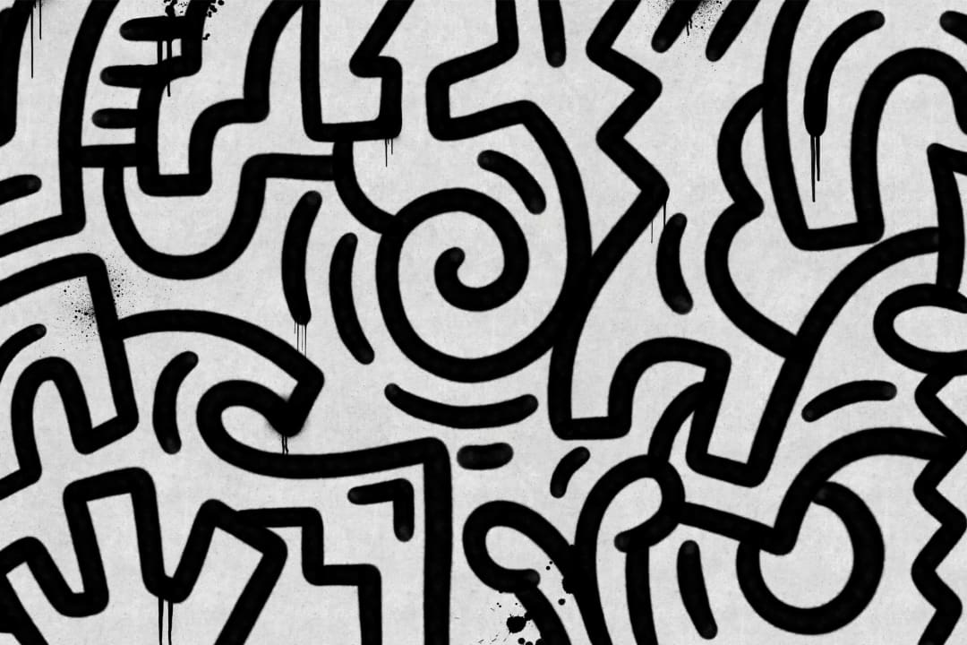 Black & Gray Graffiti Concrete Effect Wallpaper Mural