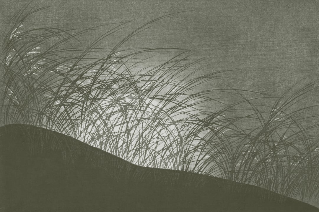 Green Japanese Nature Art Style Wall Mural