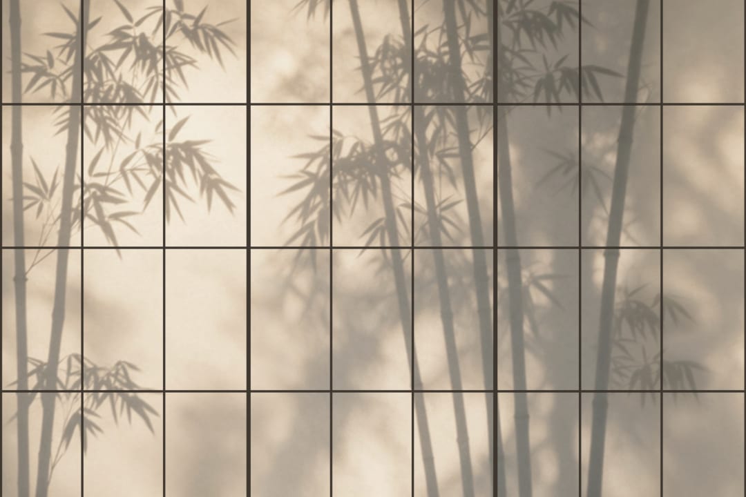 Beige Shoji japansk natur fototapet til rolige rum