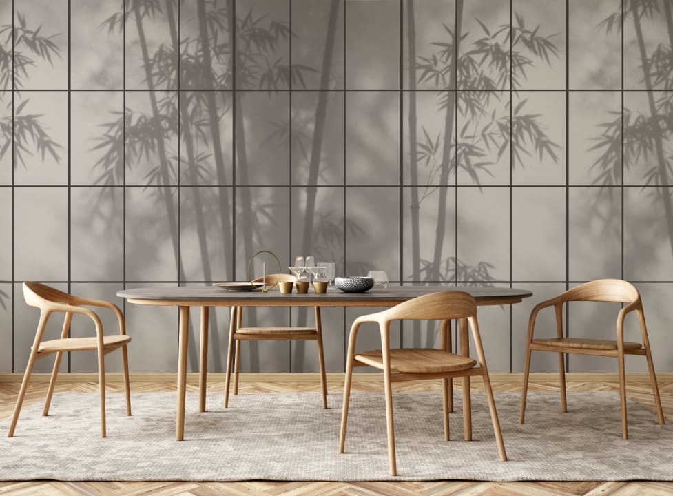 Grey Bamboo Shadow Japanese Wall Mural for Serenity