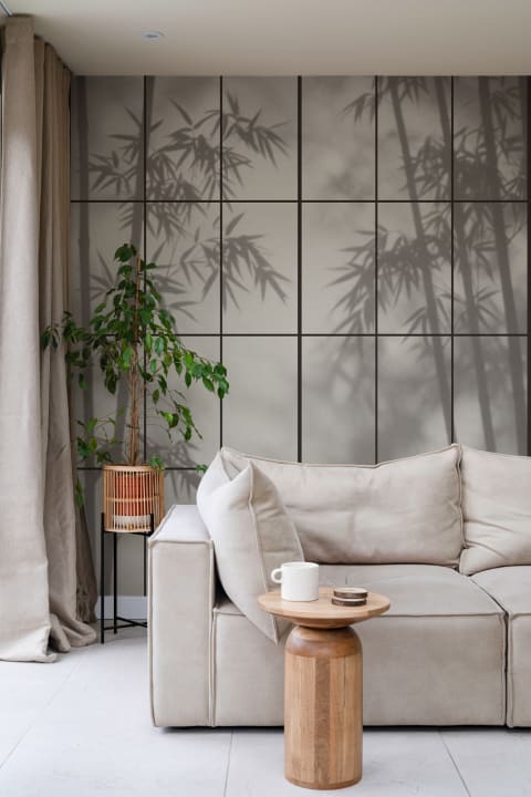 Grey Bamboo Shadow Japanese Wall Mural for Serenity