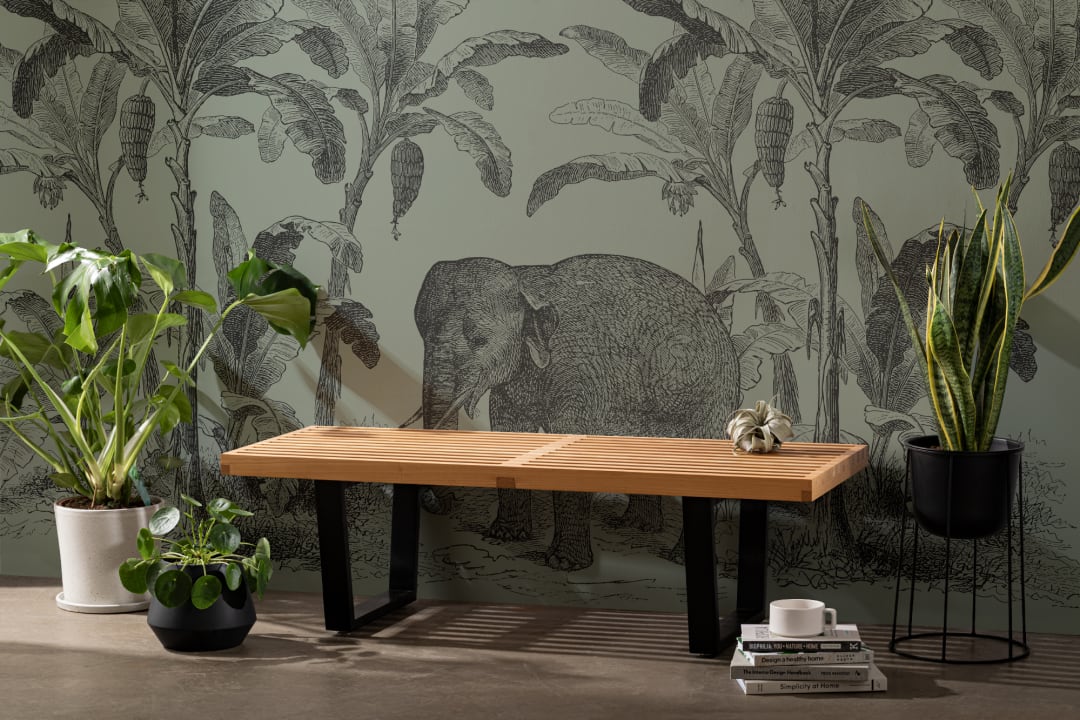 Green Vintage Elephant Mural