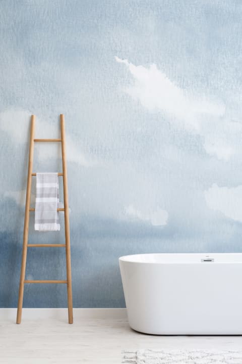Blue Watercolor Cloud & Sky Wallpaper Mural