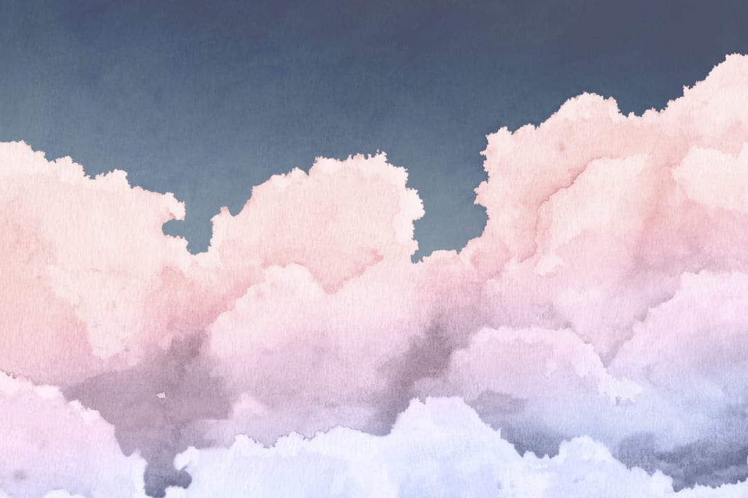 Painted Pastel Pink & Blue Sunset Clouds Wallpaper Mural