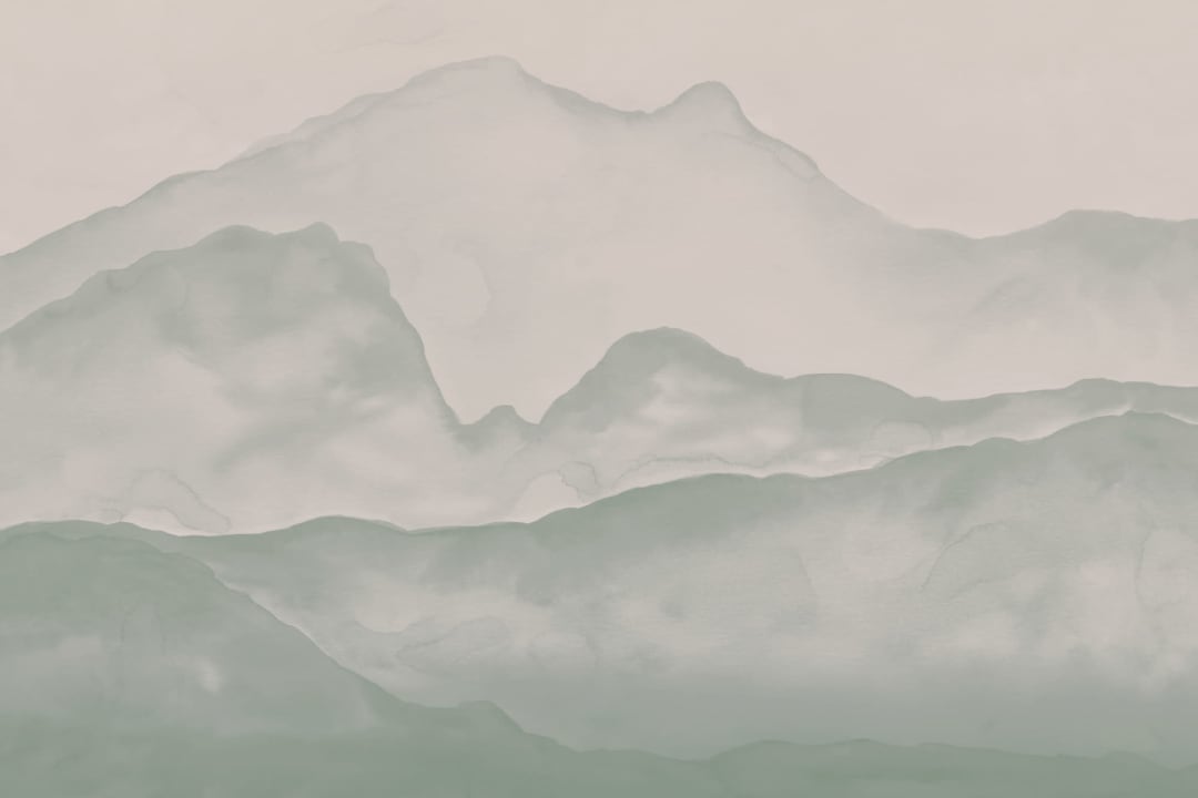 Sage Green Watercolor Mountain Wallpaper Mural