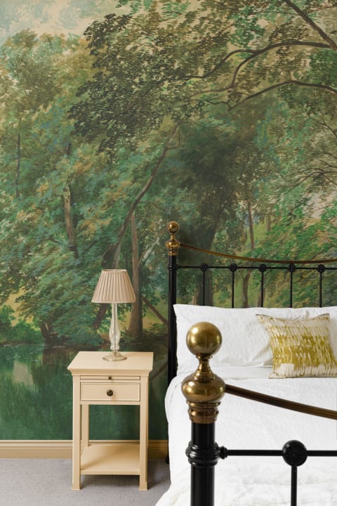 Trees Over the River Wall Mural