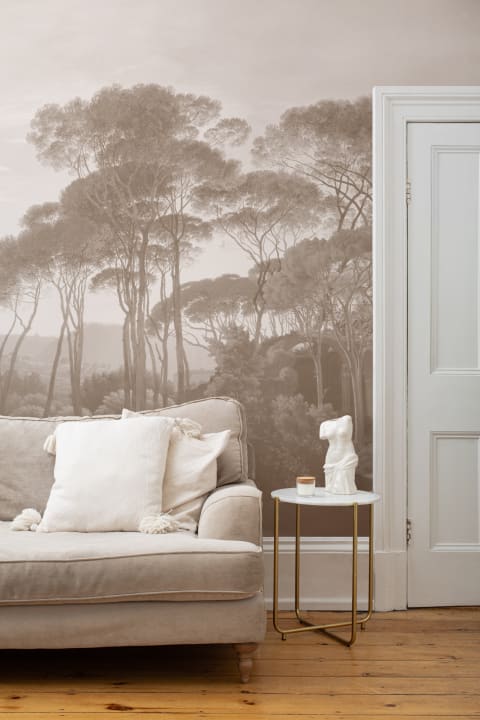 Beige Tivoli Forest Landscape Painting Mural