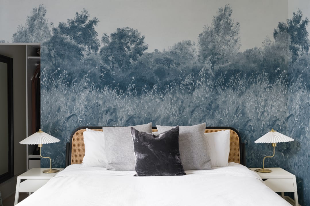 Blue Summer Meadow Oil Painting Mural