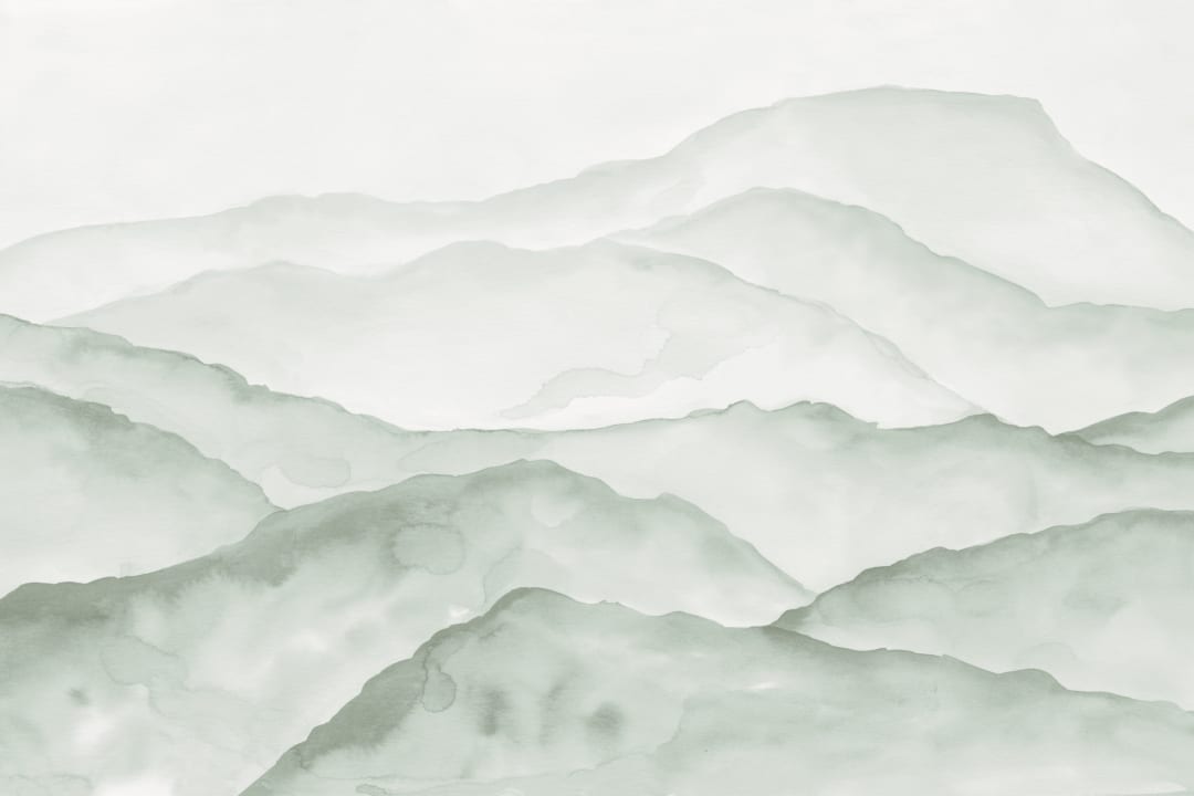 Light Green Watercolor Mountains Mural