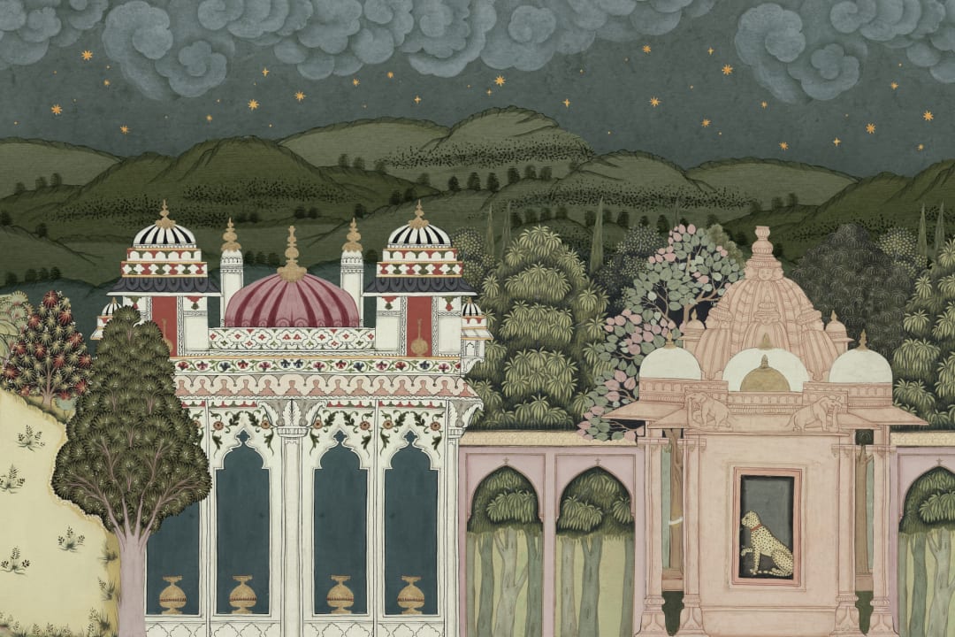 Dark Temple Valley Landscape Mural