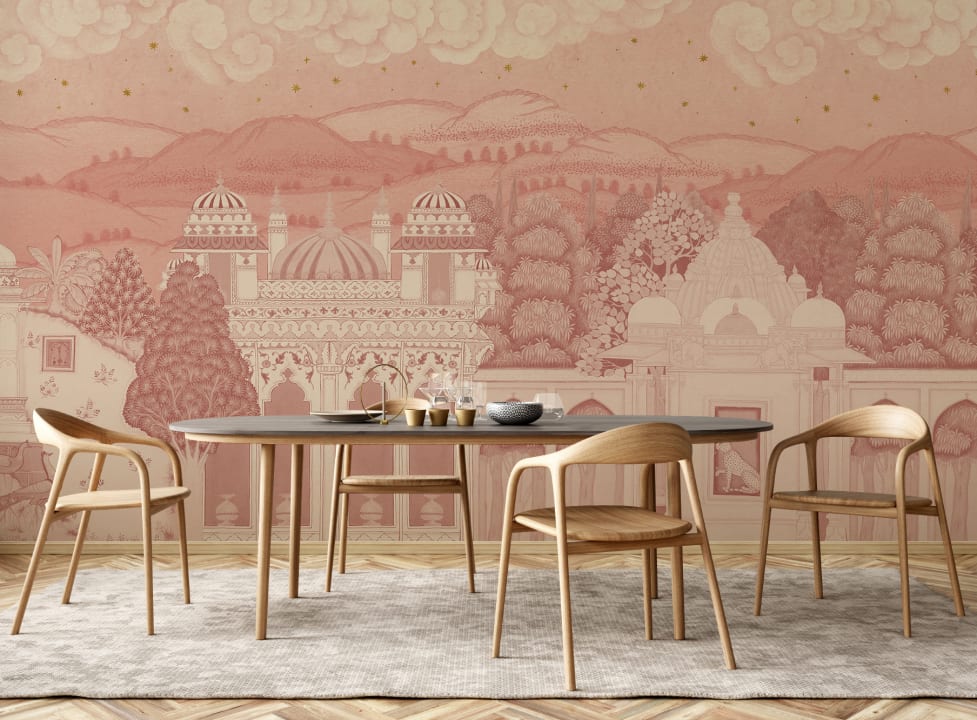 Pink Temple Valley Landscape Mural