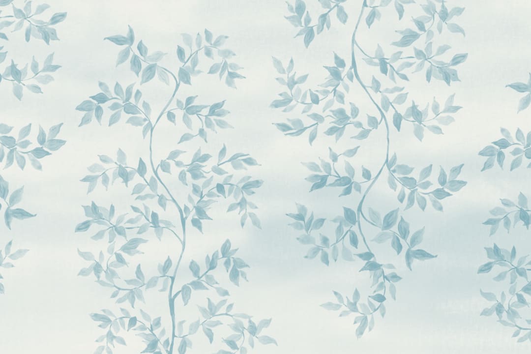 Blå botanisk bladdesign poetisk mural-tapeter