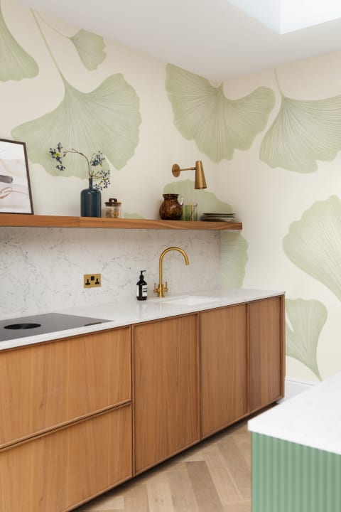 Green Ginkgo Leaf Mural