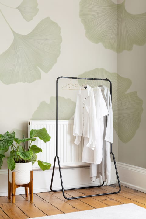 Green Ginkgo Leaf Mural