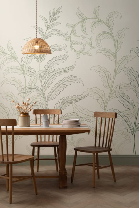 Green Botanical Ferns Mural