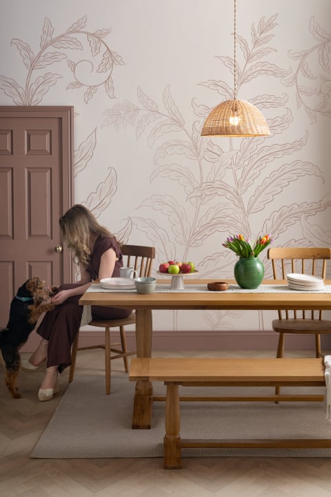 Terracotta Botanical Ferns Mural