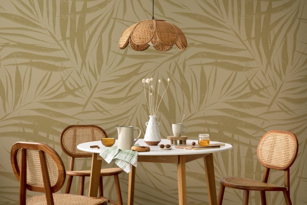 Sombra Green Subtle Palm Leaf Wall Mural with Tropical Texture