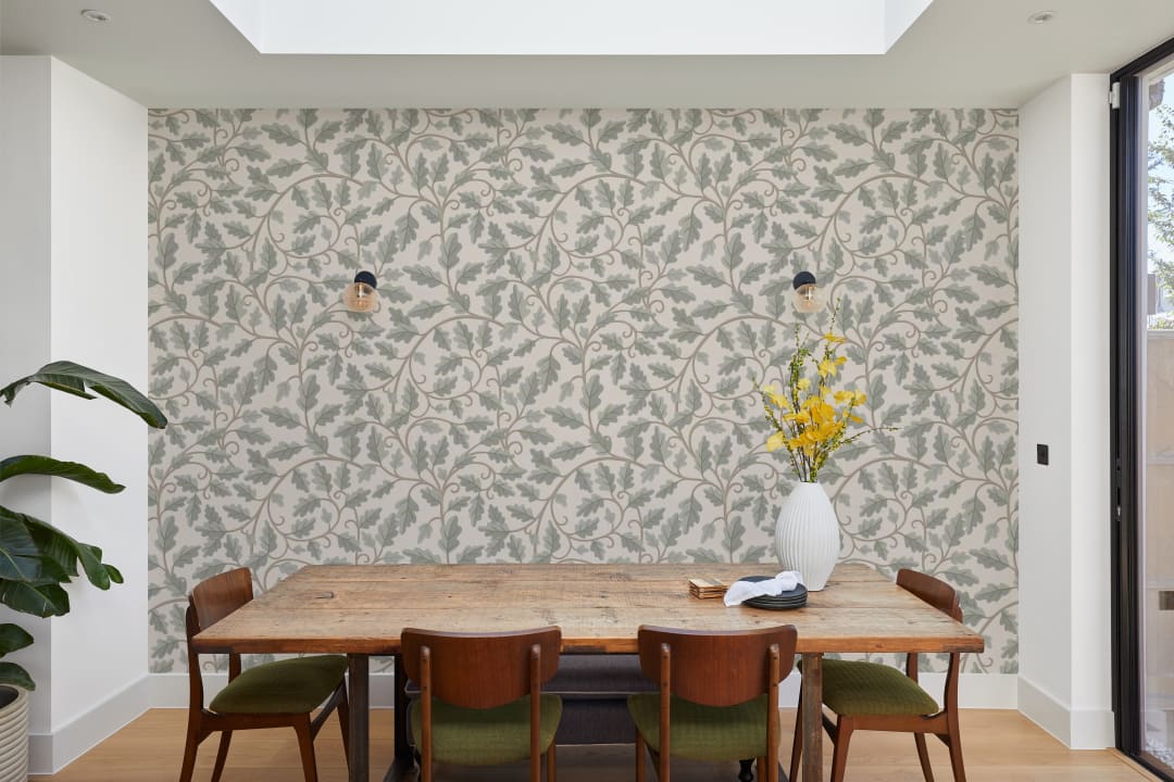 Gray Oak Leaf Classic Pattern Leaf Wallpaper Mural