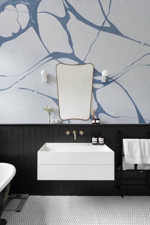 Pour Blue Marbled Wallpaper Mural