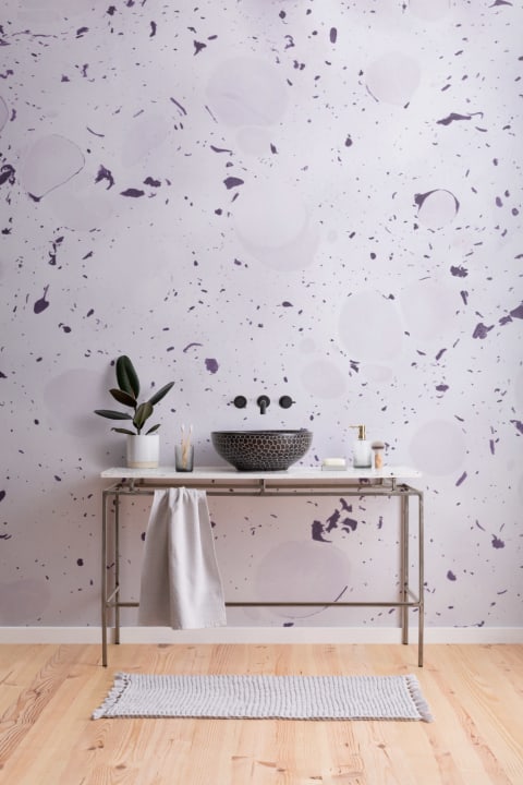 Drizzle Ultraviolet Marbled Wallpaper Mural