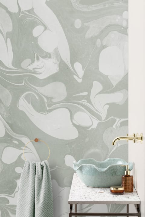 Swish Sage Marbled Wallpaper Mural