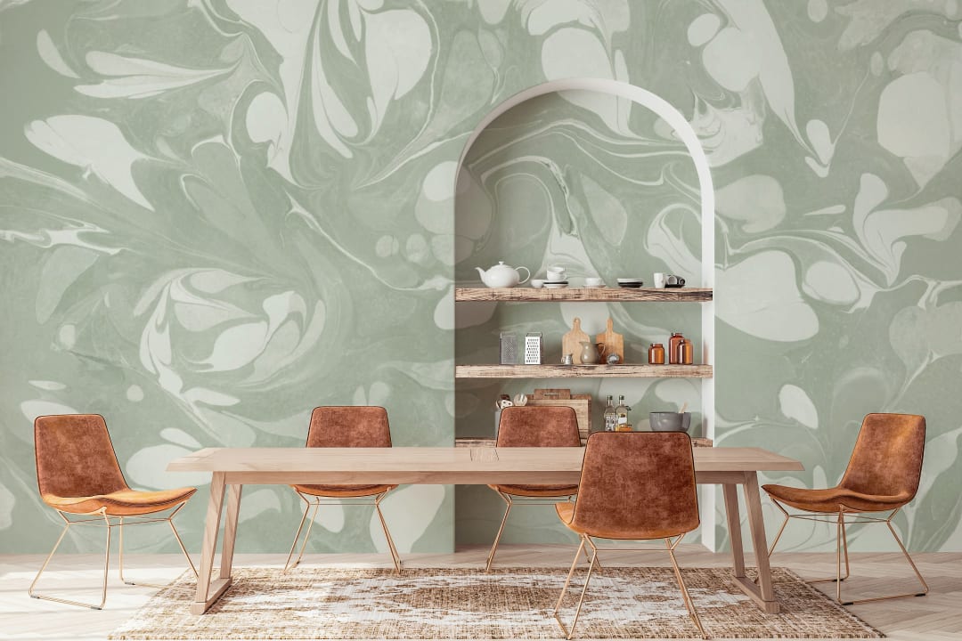 Swish Sage Marbled Wallpaper Mural