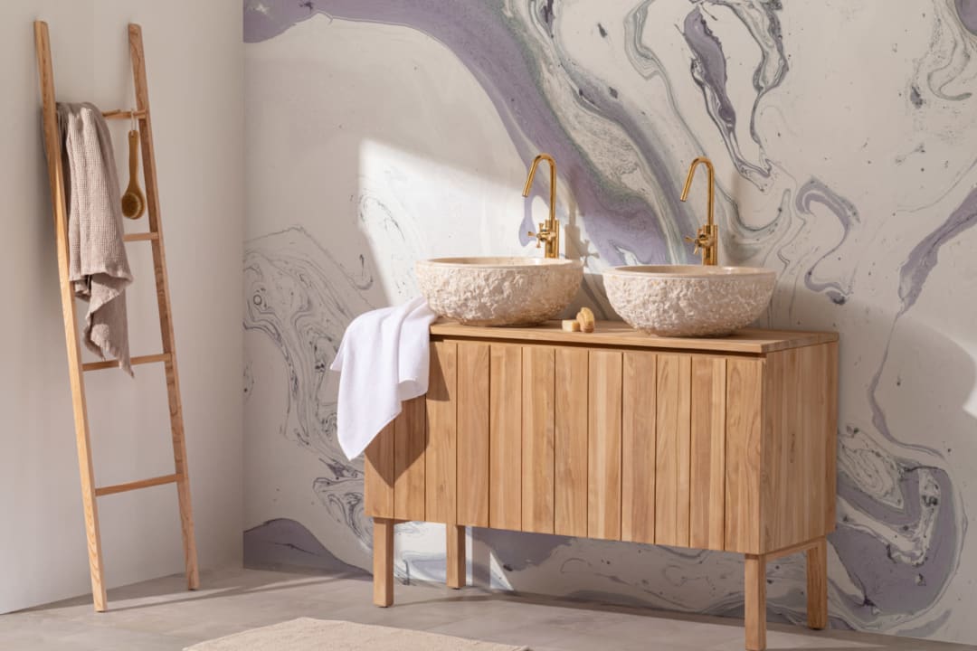 Purple & White Marbleized Wallpaper Mural
