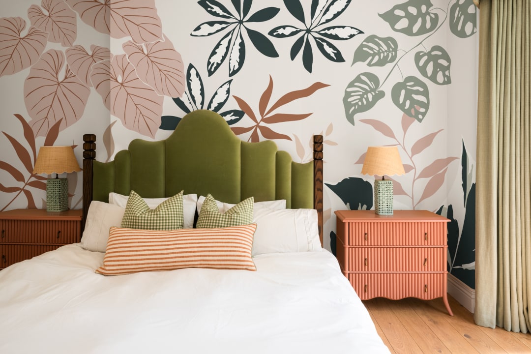 Neutral and Green Modern Botanical Plants Wallpaper Mural