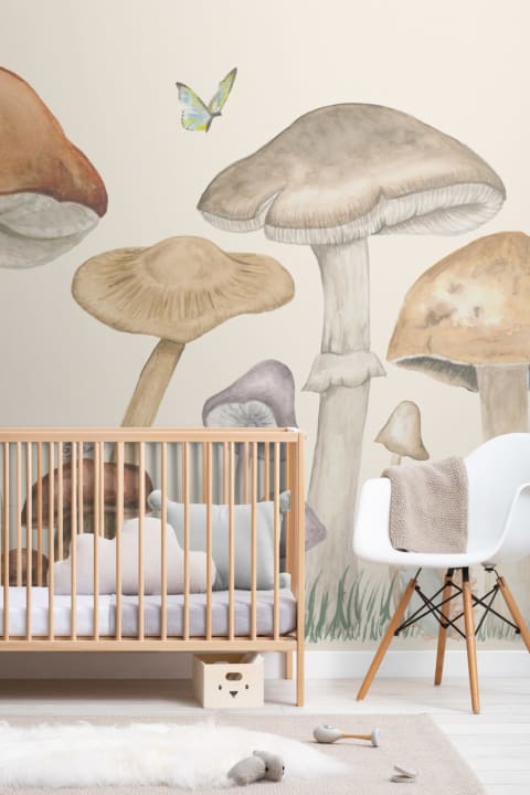 Mushrooms and Forest Animals Wallpaper Mural