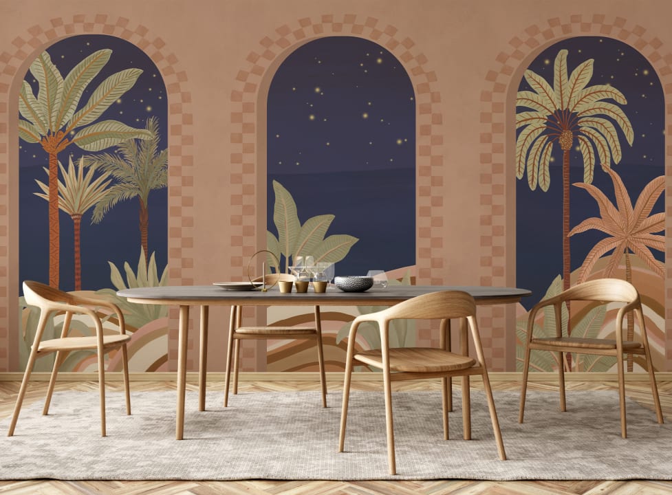 Dark Mediterranean Arch Scenic Mural