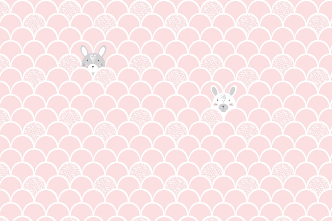 Børn Pink Pop Up Rabbits Tapetmaleri