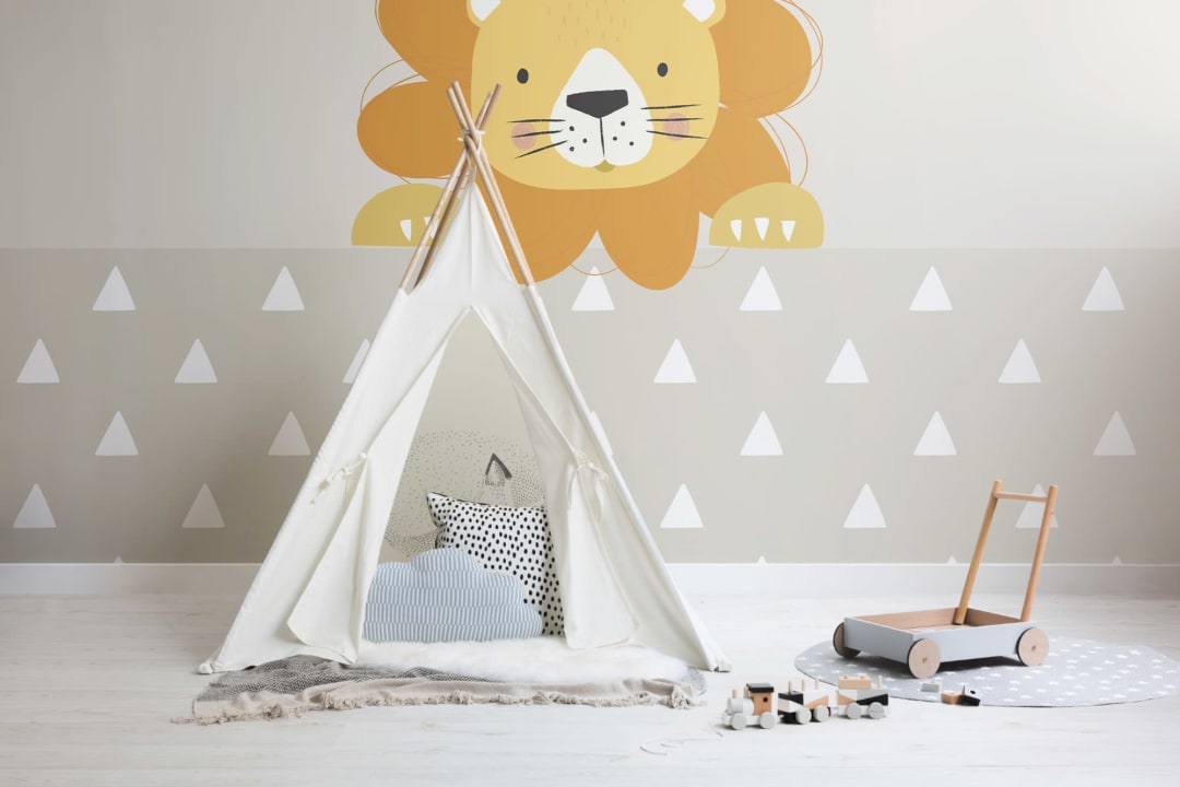 Peek-a-Boo Larry Lion Wallpaper Mural