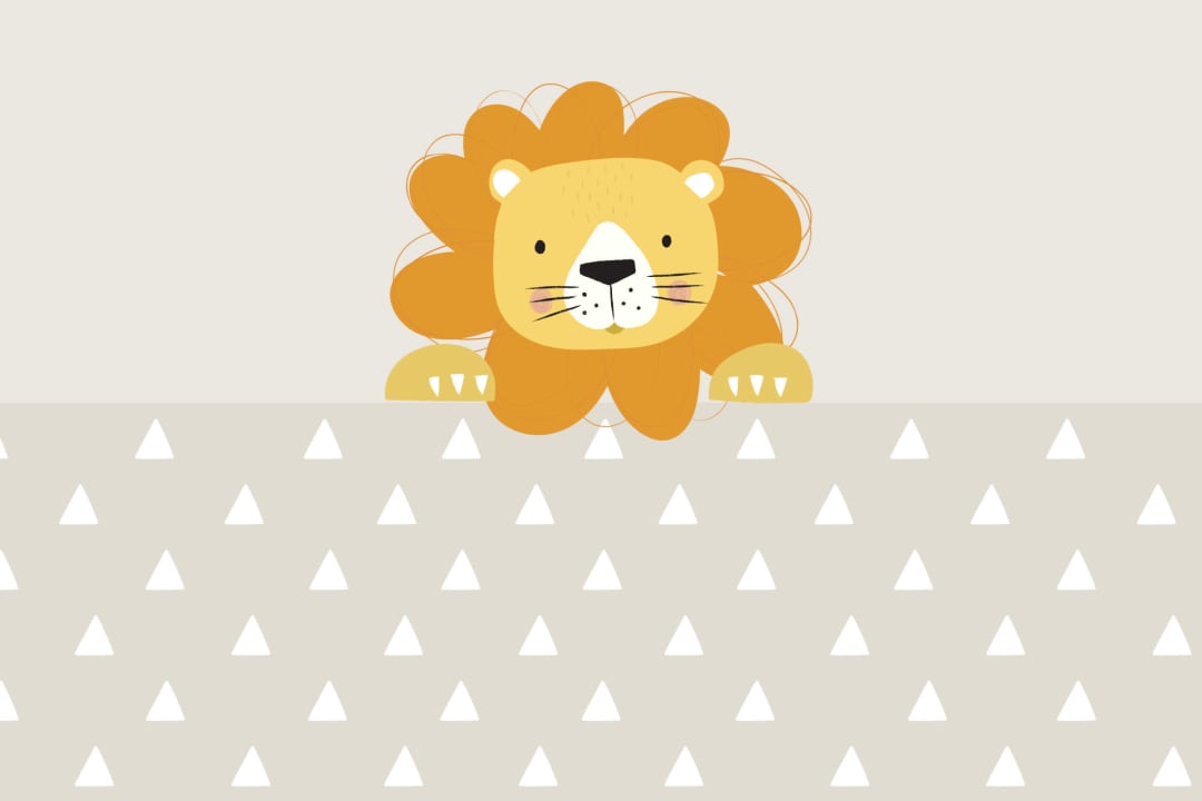 Peek-a-Boo Larry Lion Wallpaper Mural