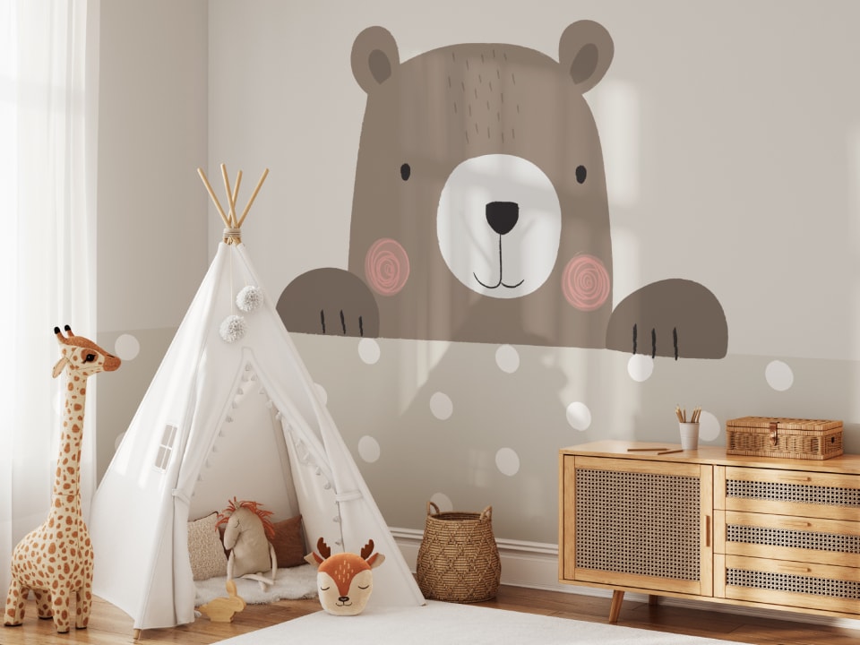 Peek-a-Boo Bernie Bear Wallpaper Mural