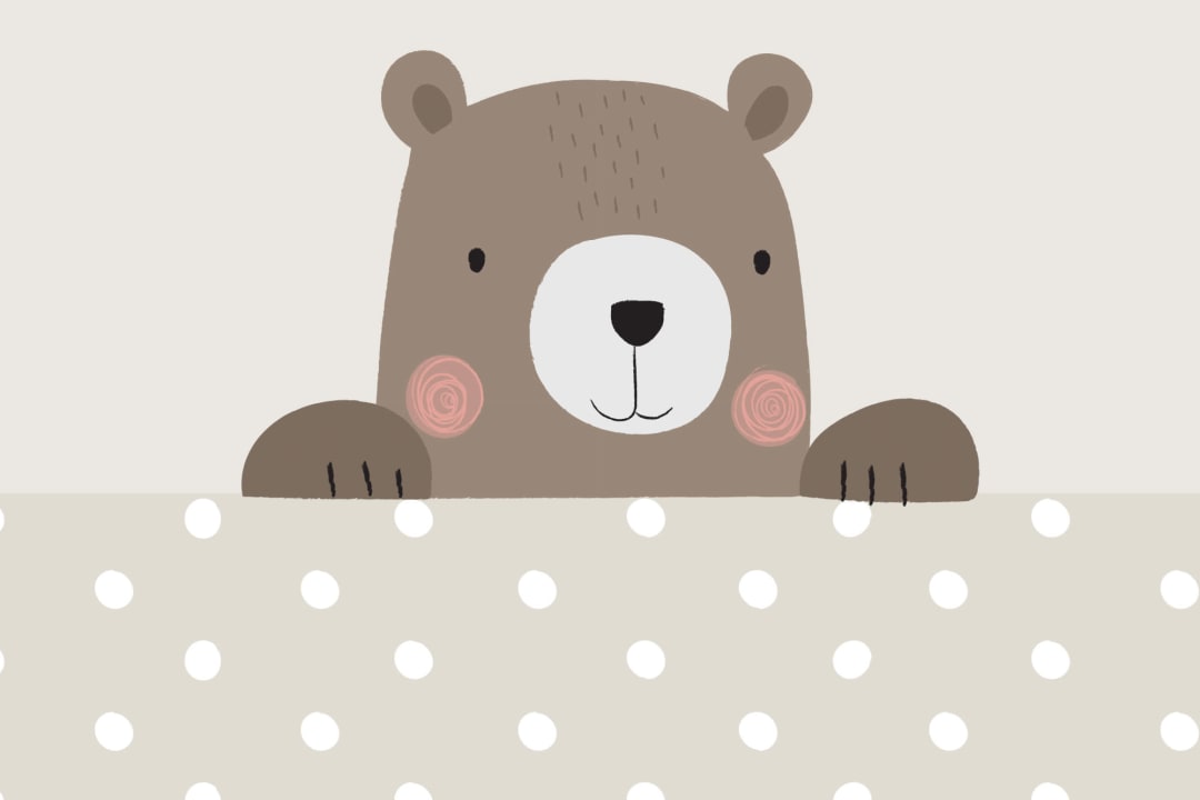 Peek-a-Boo Bernie Bear Wallpaper Mural