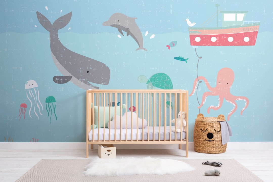 Kids Cute Sea Creatures Wallpaper Mural