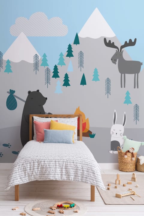 Kids Mountain Scene Wallpaper Mural