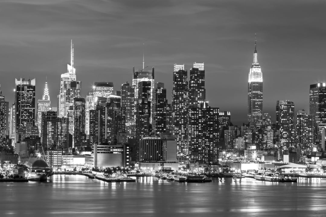 Gråtonet New York-landskab Tapetmaleri