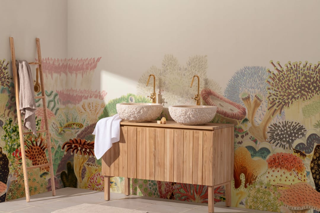 Colorful Vintage Illustrations Coral Reef Mural