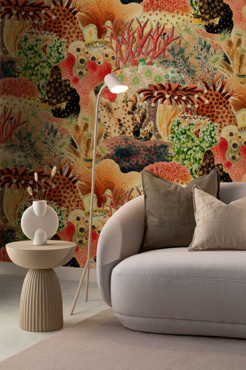 Illustrations vintage colorées Plantes marines Murale