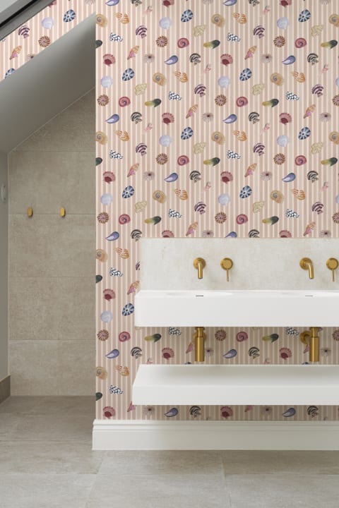 Pink Coastal Shell Pattern Wall Mural