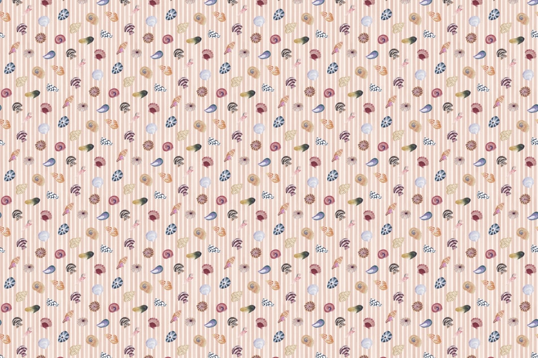 Pink Coastal Shell Pattern Wall Mural