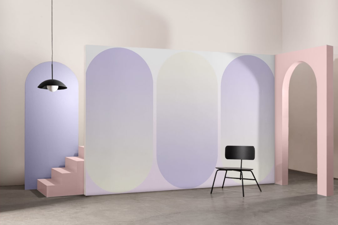 Purple Ombre Futuristic Pill Shapes Wall Mural