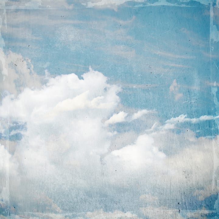 Verf de lucht blauw met een wolkenbehang