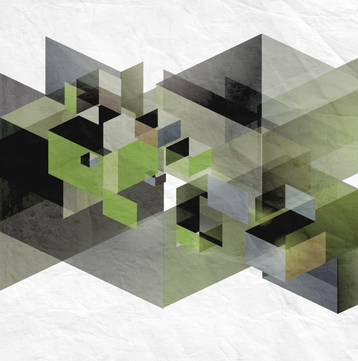 Green wallpaper with asymmetrical pattern