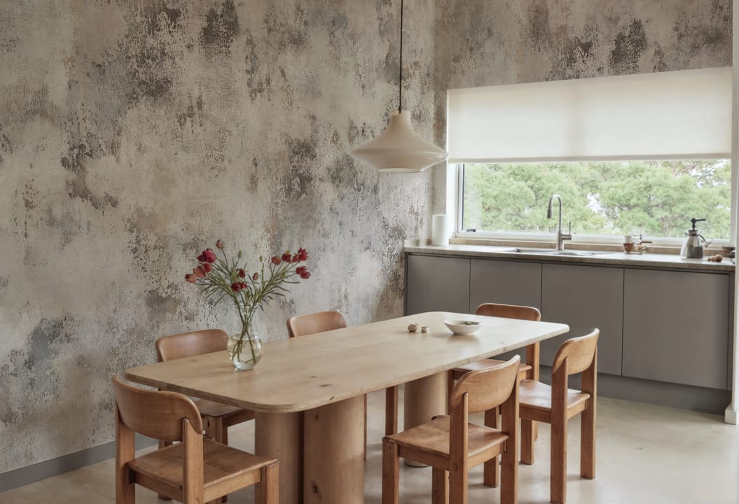 Patina wallpaper for an elegant vintage and worn interior look