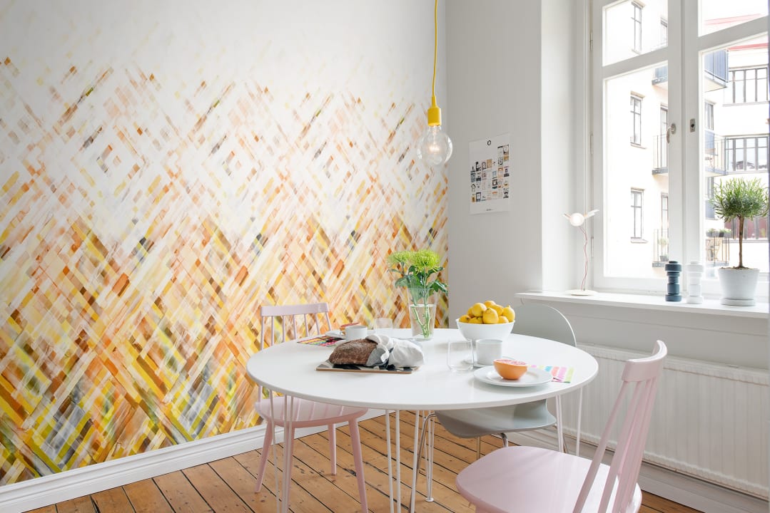 Papier peint tissé jaune
