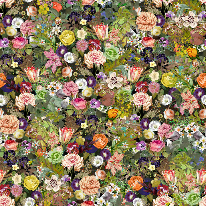 Kleurrijk bloemenbehang dat bij elke kleur past