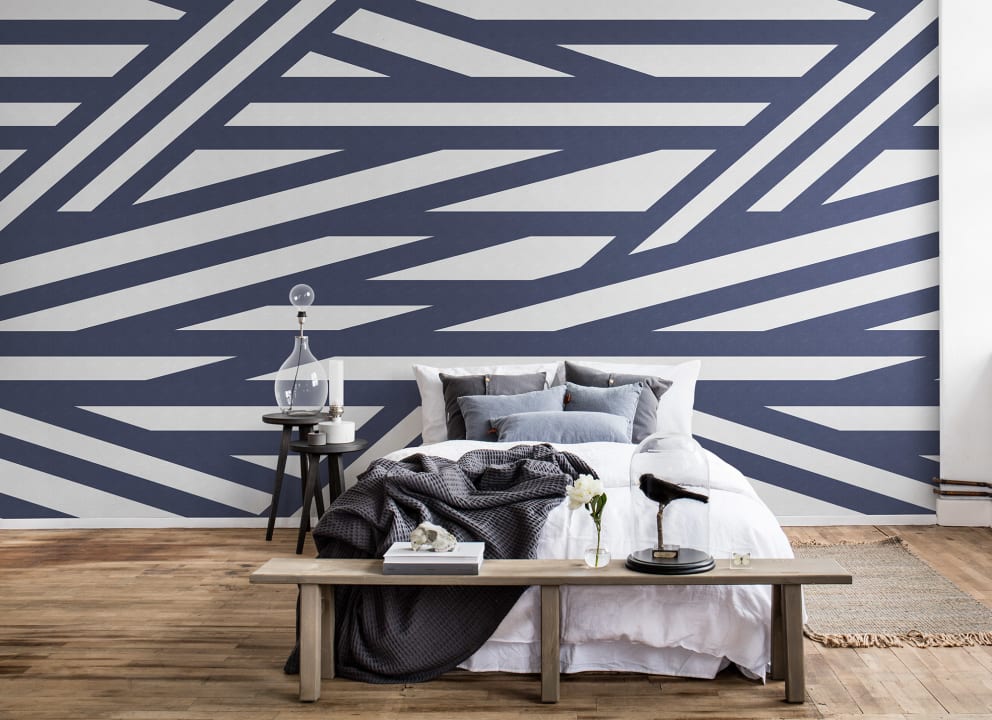Un murale geometrico con la struttura di una tela